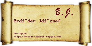 Bröder József névjegykártya